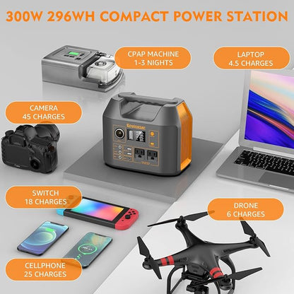 Enginstar Solar Generator, 296Wh Portable Power Station, 110V Pure Sine Wave - Image 2