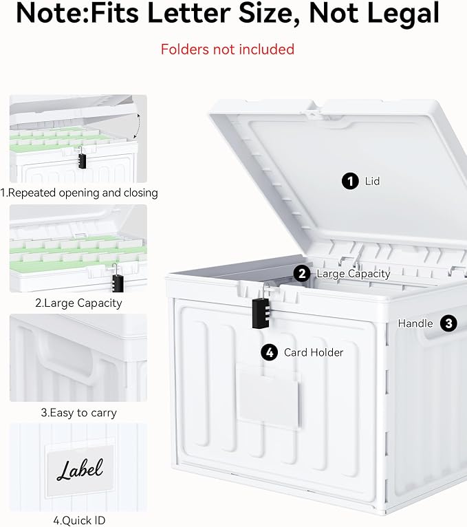 Oterri Plastic File Box with Lid - Image 6