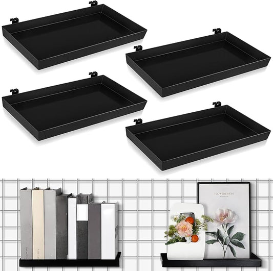 Coume 4 Pcs Grid Panel Display Shelf 11.8 x 7.87 Inch Metal Display Rack by Surlontye