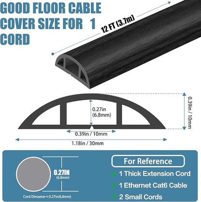 Floor Cord Covers for Wires 12FT Cable Hider Wire Cover Self Adhesive Cord - Image 2
