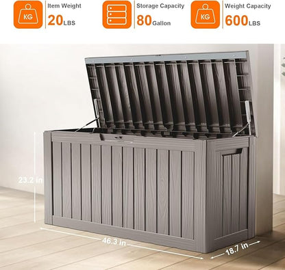 80 Gallon Resin Deck Box, Lockable Outdoor Storage Box - Image 2
