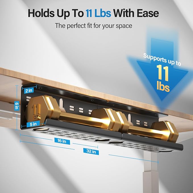 2 Pack Cable Management Under Desk Black, Cinati 32" Large Cable Management Tray - Image 7