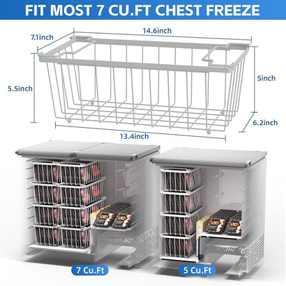 4 Pack Freezer Organizer Bins for 7 Cu.FT Chest Deep Freezer Sort Frozen Meats - Image 2
