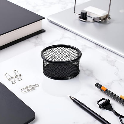 Black Metal Paper Clip Holder Mesh Paperclip Bowl Binder Clip Dispenser Desk - Image 9