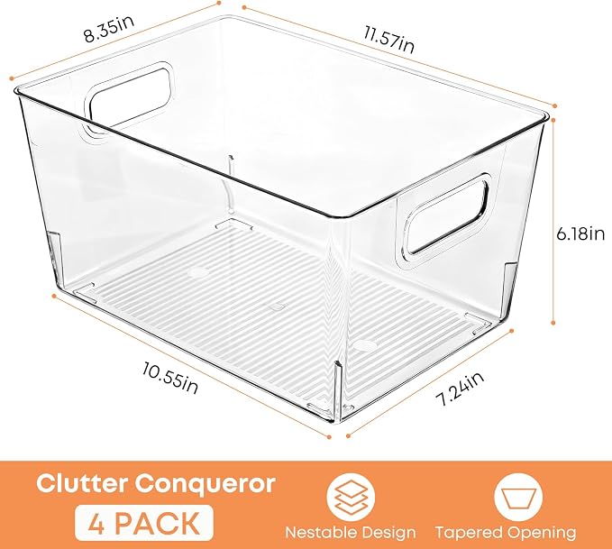MOONEDGE 6 Pack Large Plastic Storage Bins, Pantry Storage - Image 6