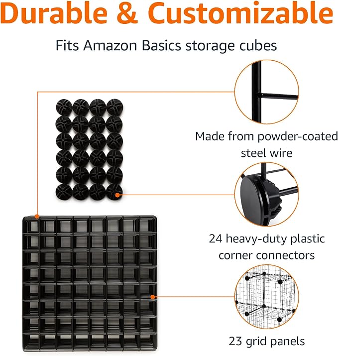 Amazon Basics Cube Wire Grid Stackable Storage Shelves, 12.6"D x 26"W x 38"H - Image 3