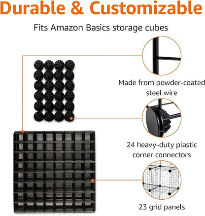 Amazon Basics Cube Wire Grid Stackable Storage Shelves, 12.6"D x 26"W x 38"H - Image 3