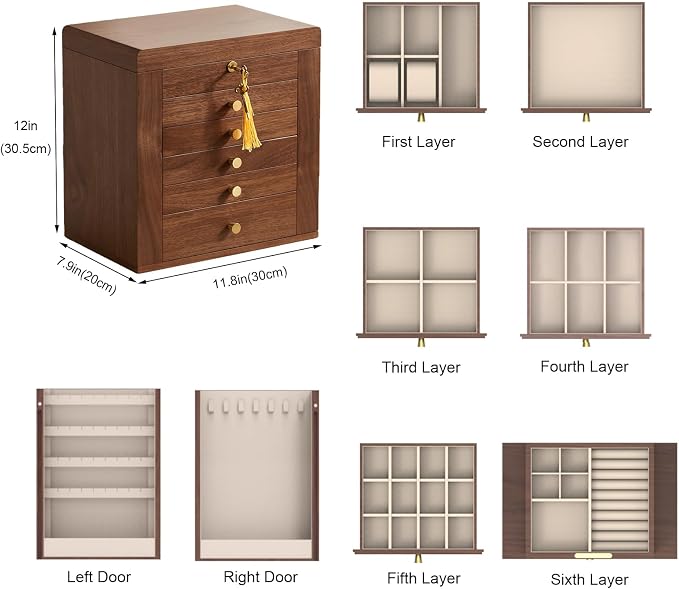 Black Walnut Wooden Jewelry Box, Wood Jewelry Organizer - Image 3