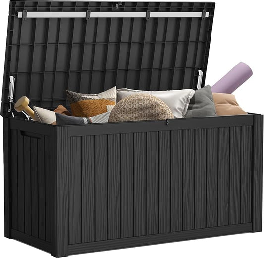 Mars Villa 150 Gallon Outdoor Storage Box Waterproof, Large Resin Deck Box by MarsVilla