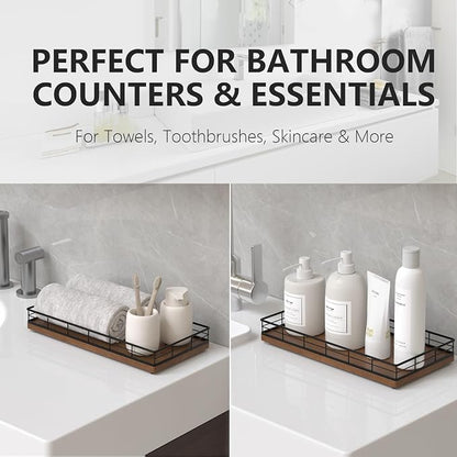 Toilet Paper Basket Organizer – Oak Wood Toilet Tank Tray - Image 4