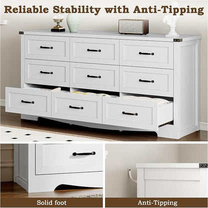 9-Drawer Dresser for Bedroom, Modern Wooden Chest of Drawers - Image 6