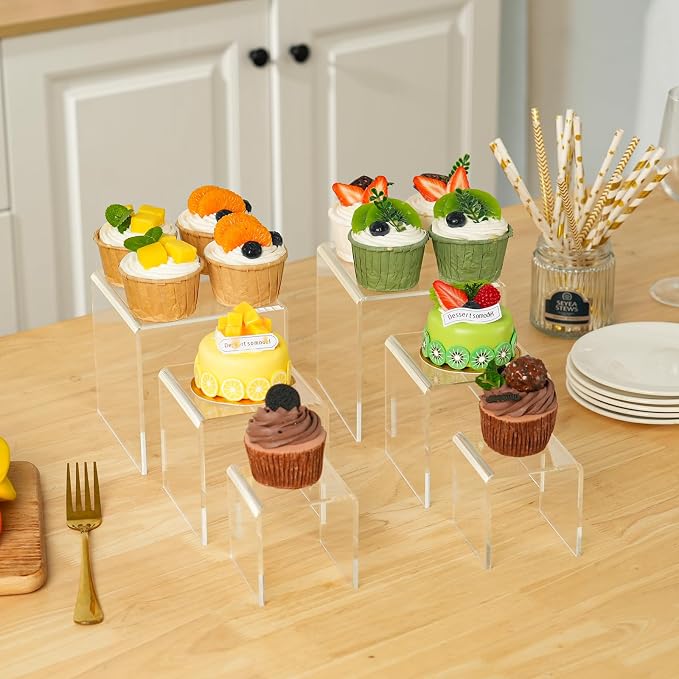 Fixwal 2 Set Acrylic Display Risers Cupcake Stands Clear Dessert Table Display - Image 4