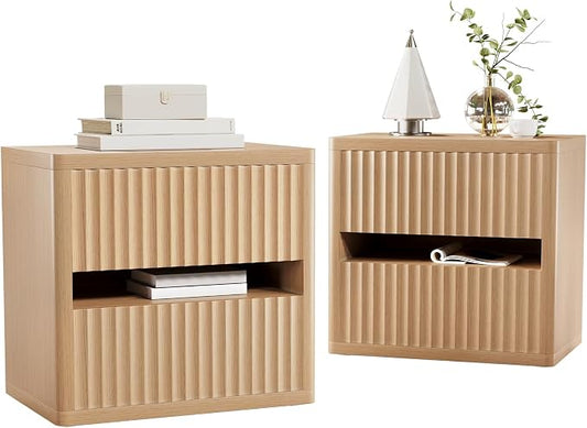Dripex Fluted Nightstand Set of 2 by Dripex