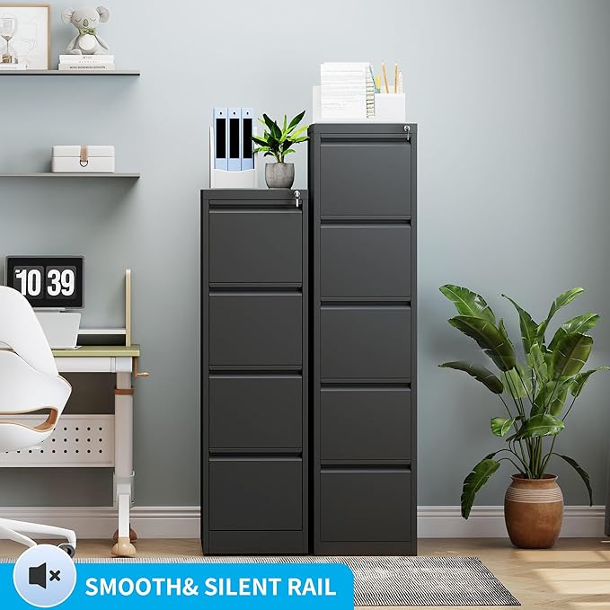 Metal File Cabinet 4 Drawers, Vertical Filing Cabinet - Image 4