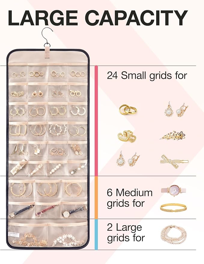 BAGSMART Hanging Jewelry Organizer Storage Roll - Image 3