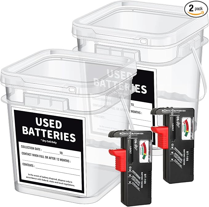 2 Pcs Battery Recycling Container by QHAND
