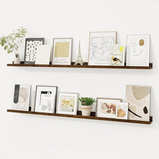 Picture Ledge Shelf, Floating Shelves Set of 2, 48 Inches Solid Wood Nursery by FunMemories