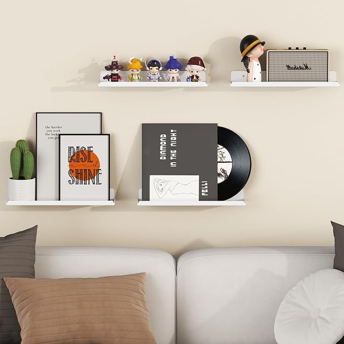 Lifewit Floating Shelves for Wall, 8 Pack White Acrylic Shelf 15" Room Decor - Image 2