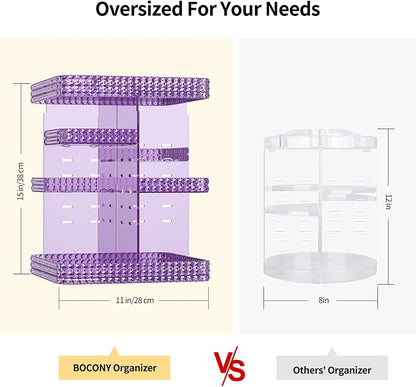 Rotating Makeup Organizer, Large Capacity Cosmetic Display Case, Acrylic - Image 4