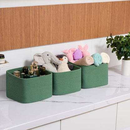 Small Organizing Baskets for Cubes Shelf, 9.7x9.7x7.1 Inch Rope Woven Storage - Image 6
