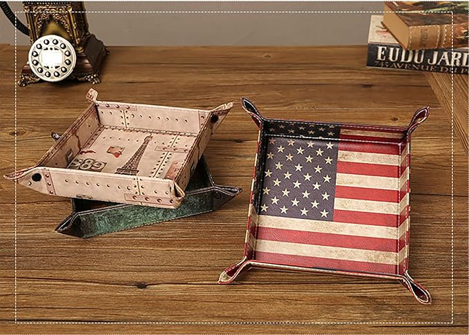 siduater Valet Tray Desktop Storage Organizer, Vegan Leather Catchall Bedside - Image 7