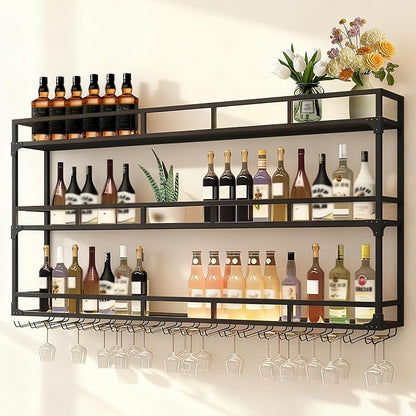 70.8in Wall Mounted Wine Rack, Wine Rack Wall Mounted by AMHRICHO