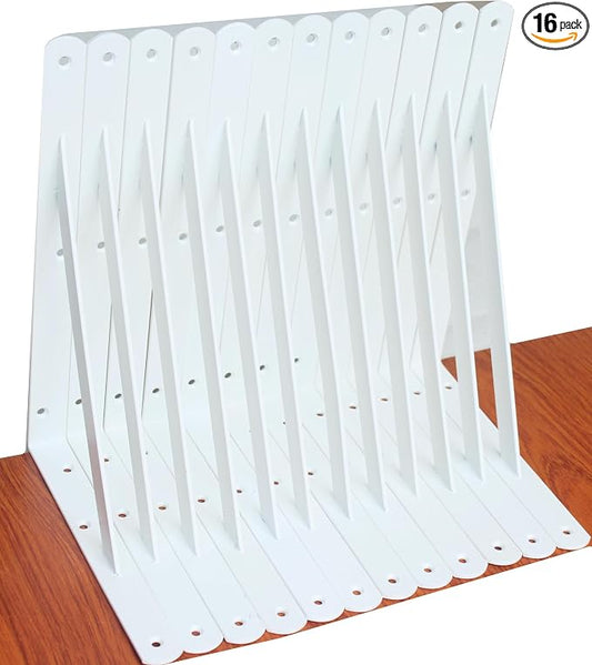 16 Pack L12 x H 8" White Heavy Duty Shelf Brackets by MHMYDZ