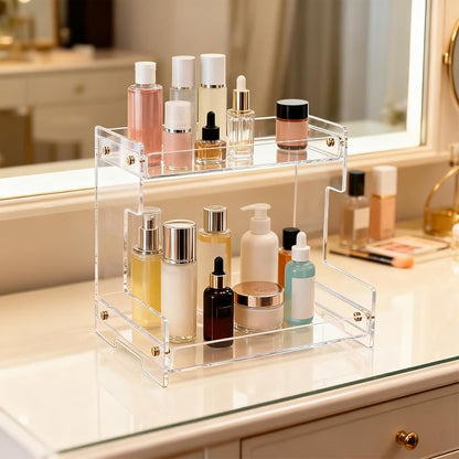 Clear Bathroom Countertop Organizers and Storage, 2 Tier Acrylic Cosmetics - Image 3