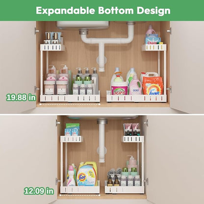 REALINN Under Sink Organizer, 2 Tier Expandable Under Cabinet Organizer - Image 3