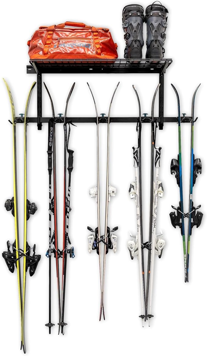 StoreYourBoard Lone Peak Ski Storage Rack and Wall Shelf, Holds 5 Pairs of Skis - Image 4