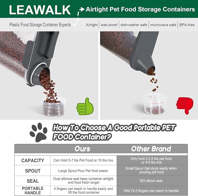 5-7Lbs Cat Dog Storage Container, Portable Pet Food Containers - Image 4