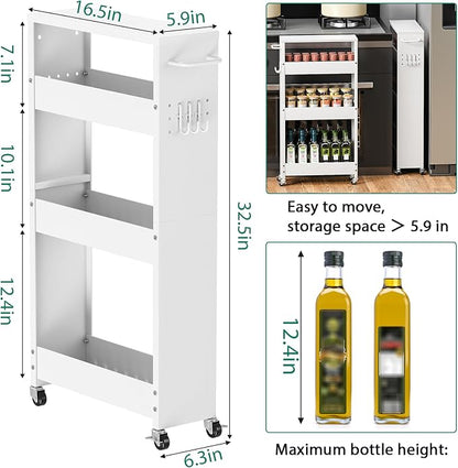 Slim Storage Cart, 4 Tier Rolling Kitchen Cart on Wheels - Image 4