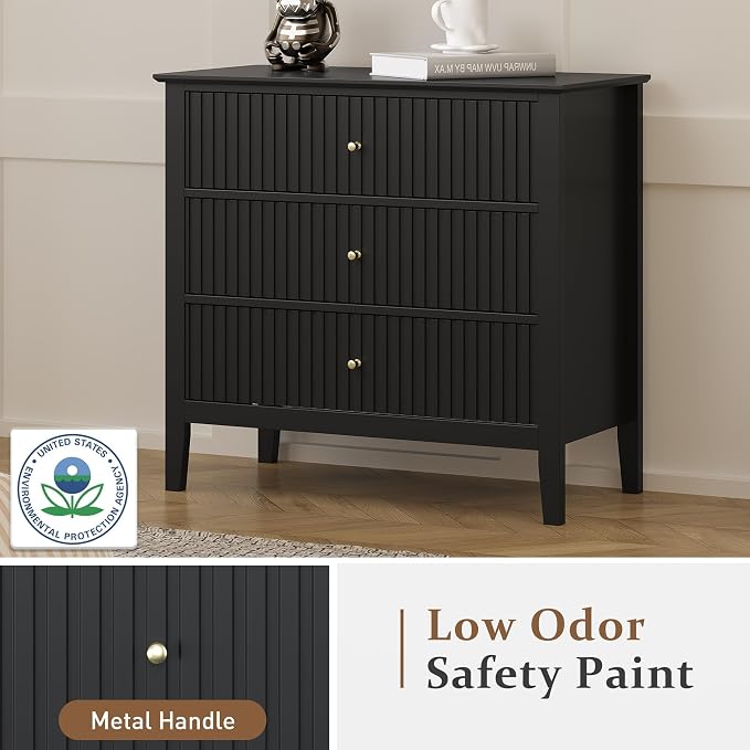 RoyalCraft Large 3 Drawer Dresser Set of 2, Fluted Chest of Drawers - Image 6