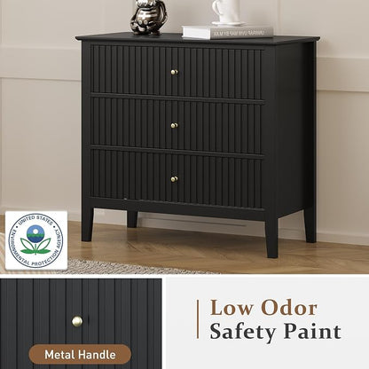 RoyalCraft Large 3 Drawer Dresser Set of 2, Fluted Chest of Drawers - Image 6