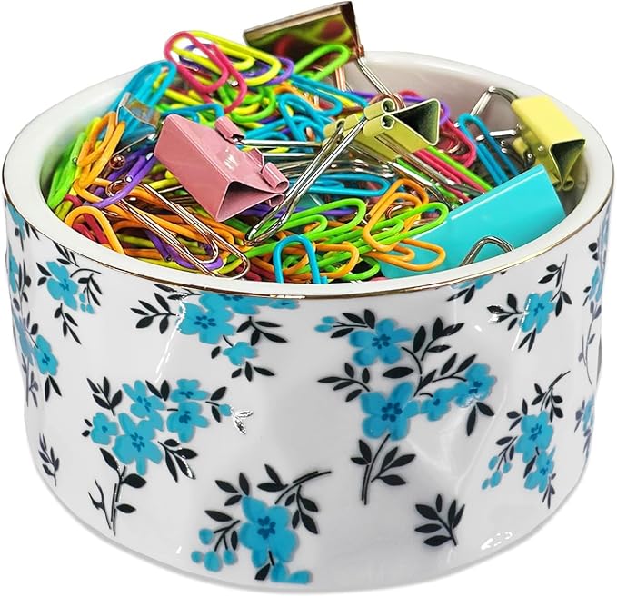 Paper Clip Holder Ceramic Paper Clip Holders Floral Paperclips Holder Dispenser by CuteThingsforHome