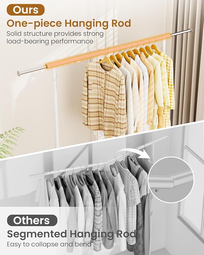 Heavy Duty Clothes Rack, Metal Clothing Rack Load 450 LBS, Rolling Coat Racks - Image 2