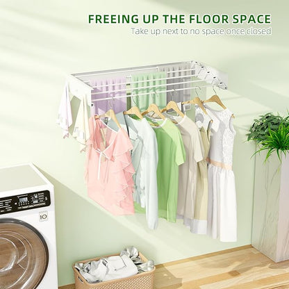 Wall Mounted Drying Rack for Laundry 40'', Folding Drying Rack Clothing Wall - Image 2