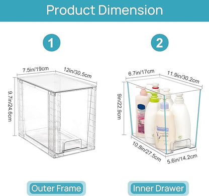 Vtopmart 2 Pack Clear Stackable Storage Drawers, 9.7" High Plastic Organizers - Image 3