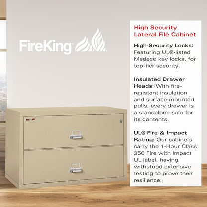 FireKing Fireproof Lateral File Cabinet, 27.75" H x 44.5" W x 22.13" D - Image 4