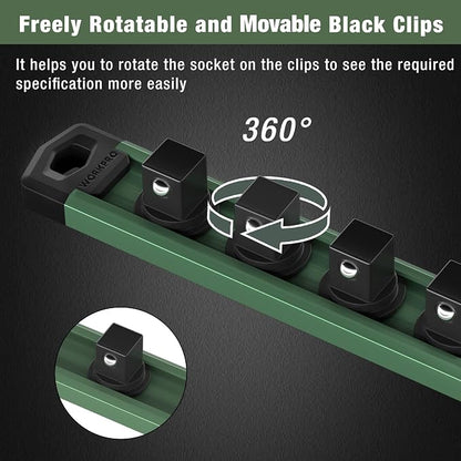 WORKPRO Magnetic Socket Organizer, 1/4-Inch Drive Aluminum Alloy Socket Rail - Image 4