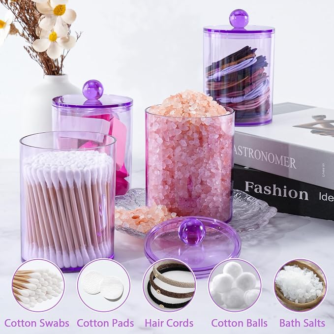 2 Pack Qtip Holder, Canister Apothecary Jar Set, Bathroom Jars - Image 4