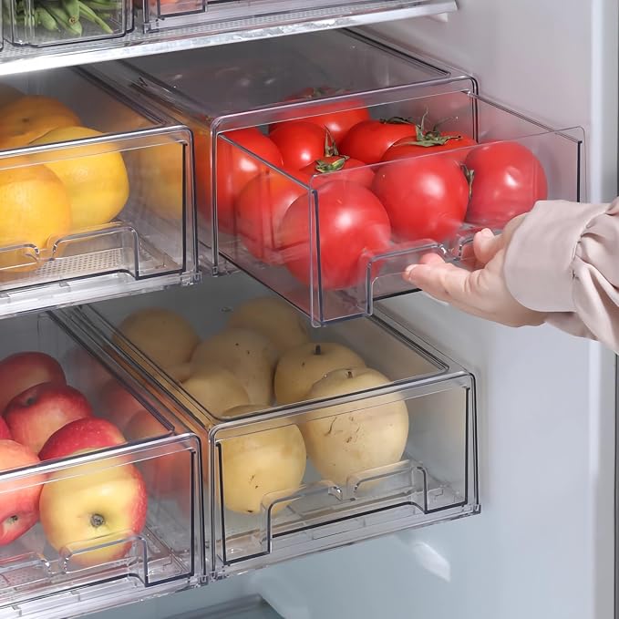 Taiuloo 2 Pack Stackable Refrigerator Organizer Bins by Taiuloo