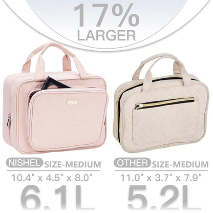 NISHEL Travel Toiletry Bag for Women, Makeup Essentials Organizer, Hanging Case - Image 2