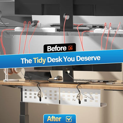 2 Pack Cable Management Under Desk White, Cinati 32" Large Cable Management Tray - Image 4