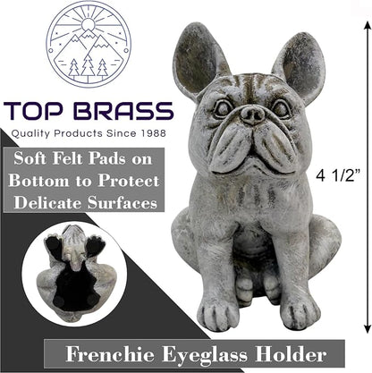 Top Brass Cute French Bulldog Eyeglass Holder – Whimsical Reading Glasses Stand - Image 3