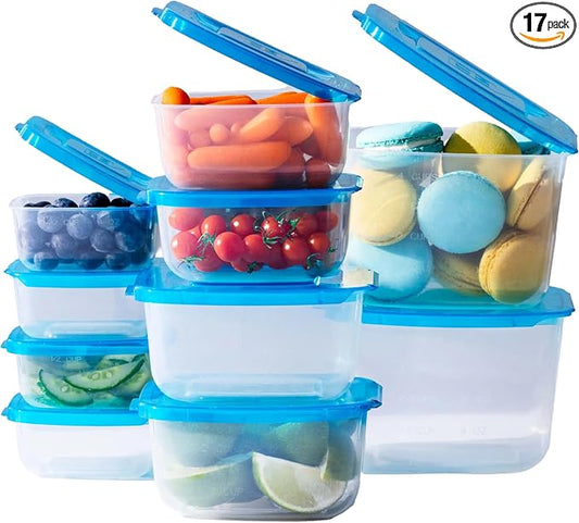 Premium Attached Food Storage Containers, Permanently Attached Plastic Lid by MRLID
