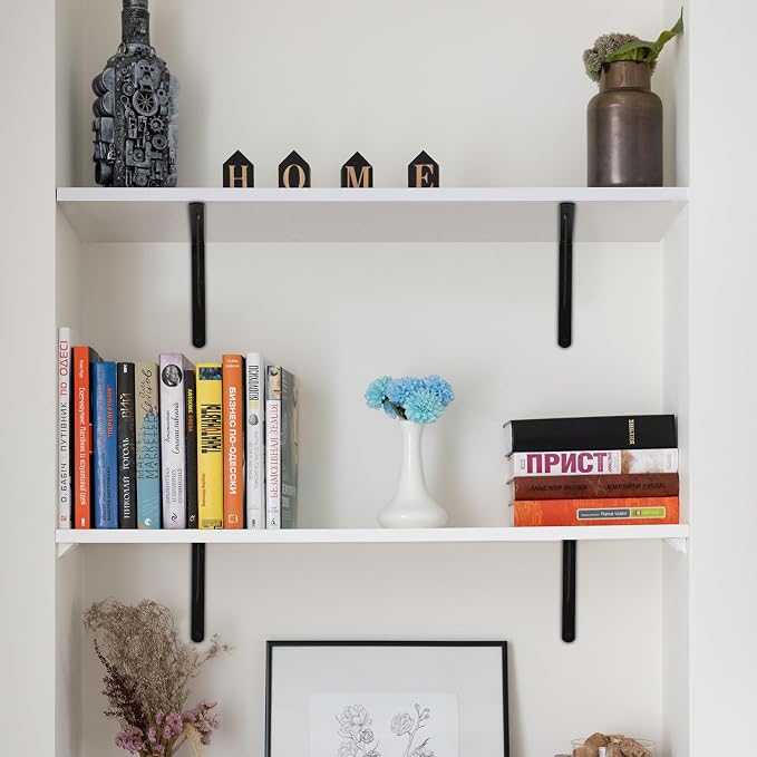 6 Pack L6 x H 4" Black Heavy Duty Shelf Brackets - Image 5