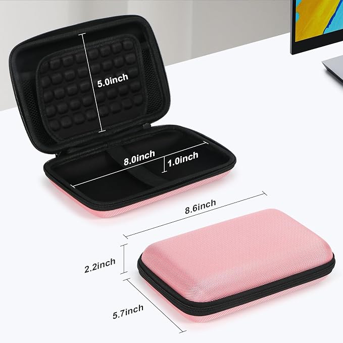 Large Hard Shell Carrying Case for External Hard Drive, Power Bank, Heart - Image 2