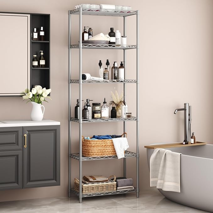 HOMEFORT 6-Tier Wire Shelving, 6 Shelves Unit Metal Storage Rack, Closet Shelves - Image 6