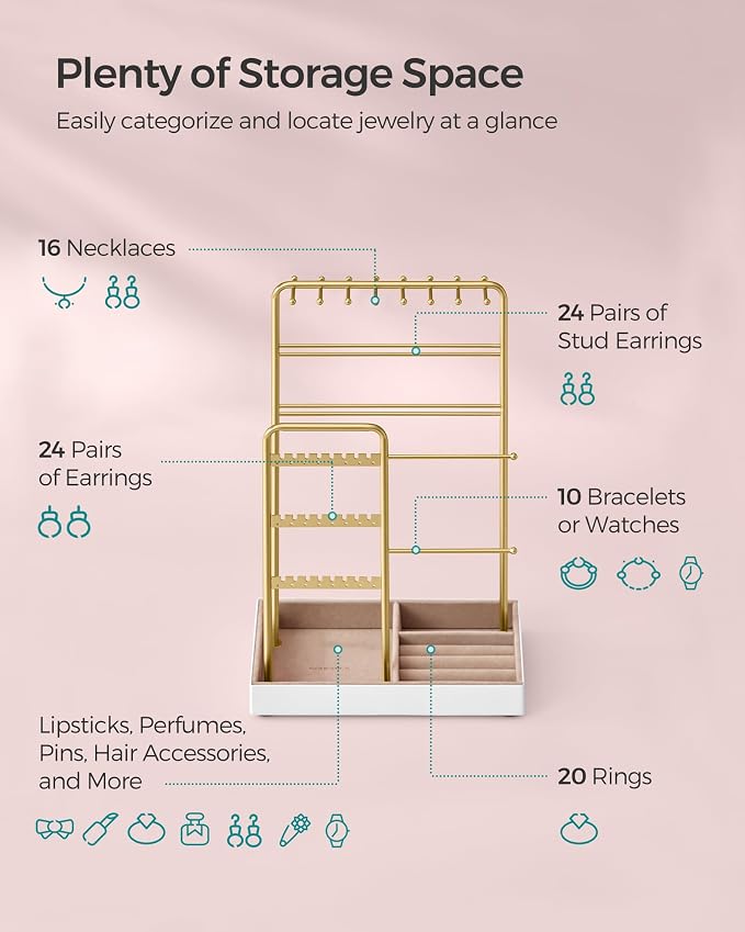 SONGMICS Jewelry Holder, Jewelry Organizer, Jewelry Display Stand - Image 4